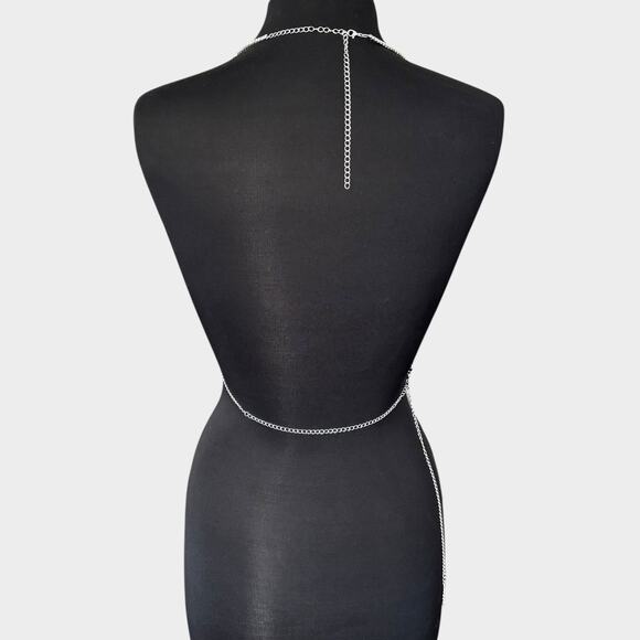 Silver Body Chain With Rhinestone - Picture 3 of 5